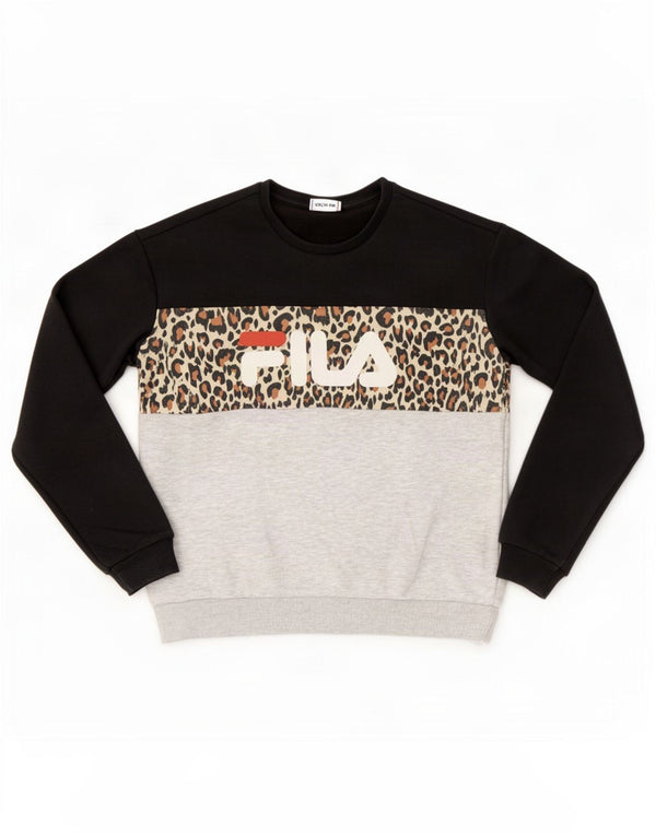 Fila Womens Graphic Sweatshirt Jumper UK 8 Petit imprimé animal multicolore