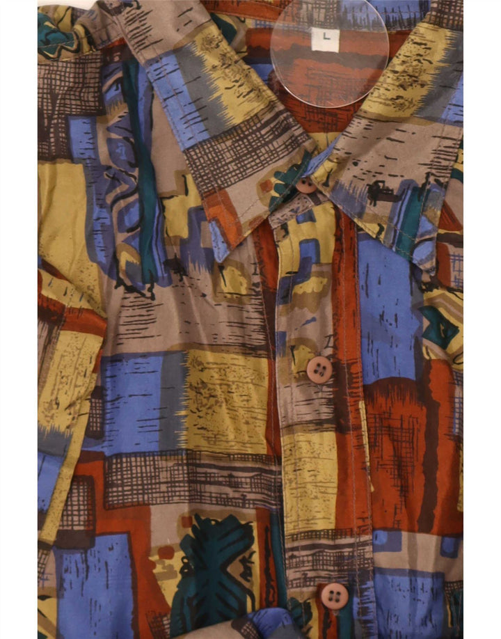 Chemise à manches courtes Vintage pour hommes, grand Patchwork multicolore en soie