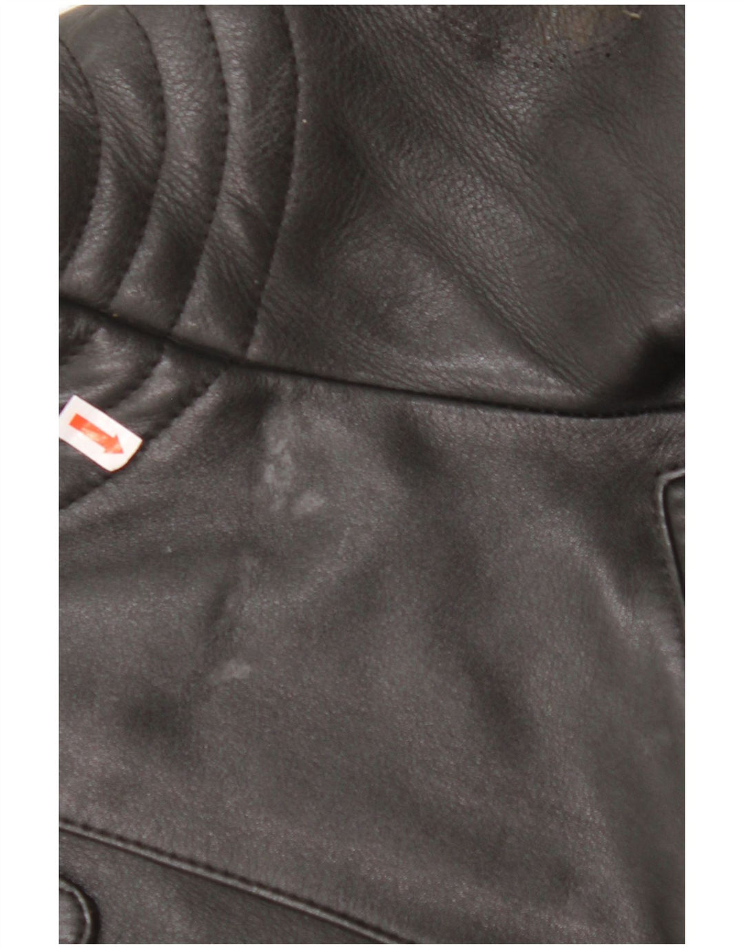 VINTAGE Veste motard en cuir femme UK 18 XL Cuir noir