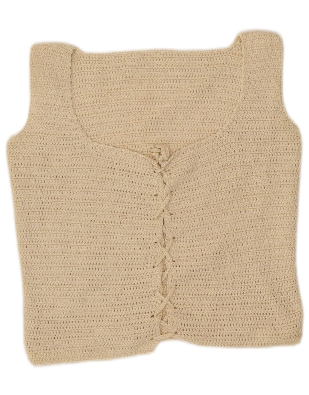 vintage Femmes Crop Top UK 10 Petit Blanc Cassé