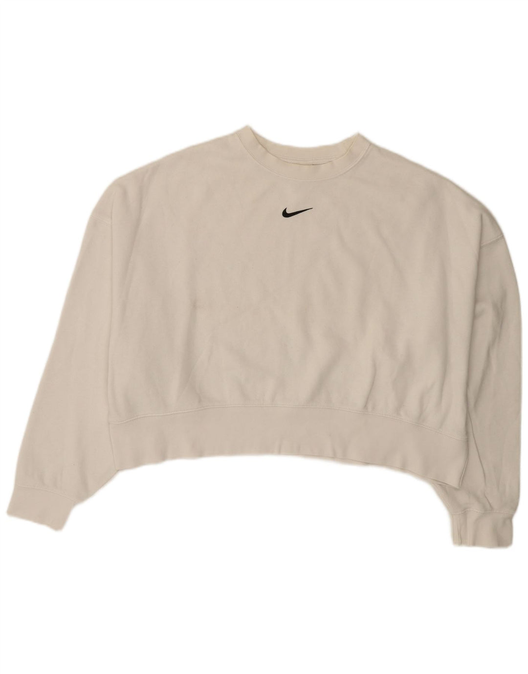 NIKE Womens Crop Oversized Sweatshirt Jumper UK 14 Medium White Cotton