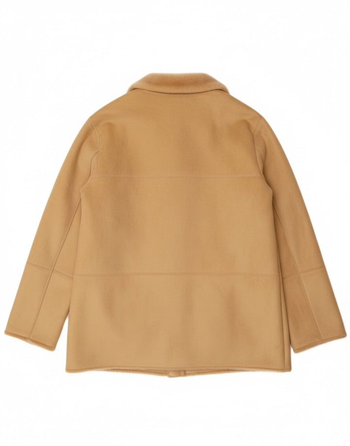 VINTAGE Veste Sherpa Femme EU 44 XL Acrylique Beige