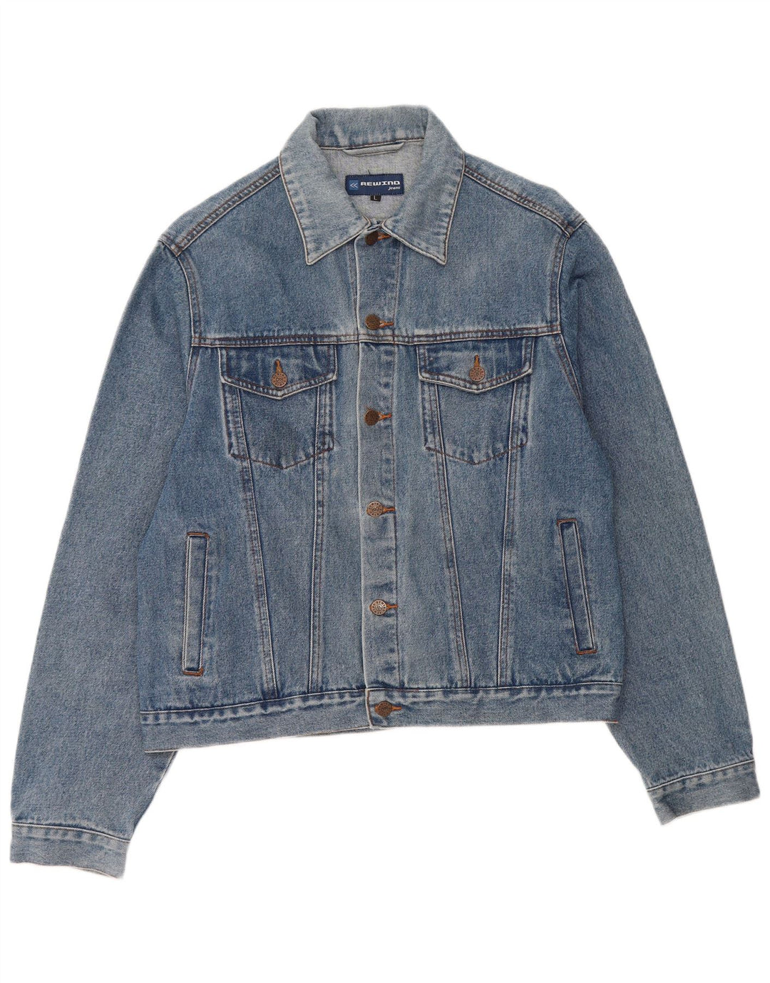 Rewino Veste en jean pour homme UK 40 Large Bleu Coton
