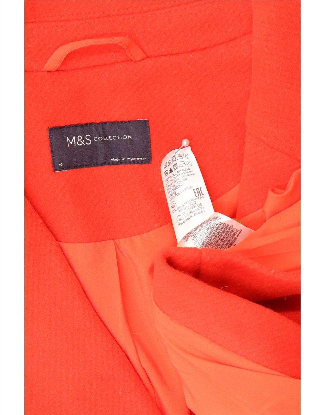 Marks & Spencer Manteau surdimensionné pour femme UK 10 Petit Rouge Polyester