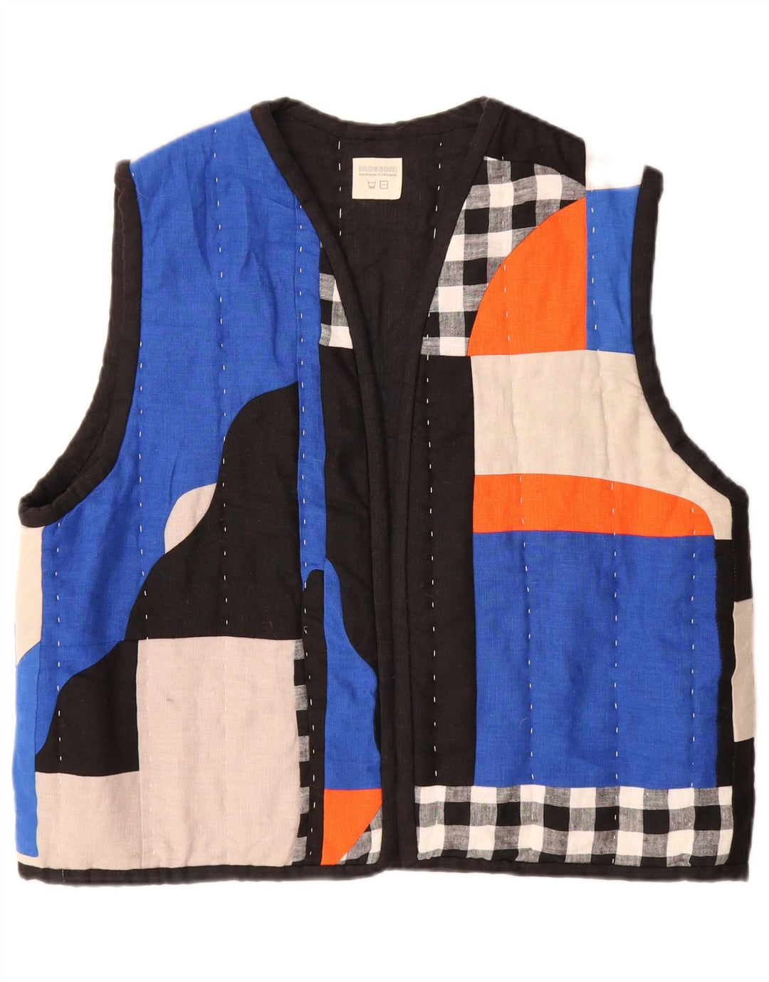 Mossom Gilet matelassé ouvert fait main pour femme UK 18 XL Patchwork multicolore