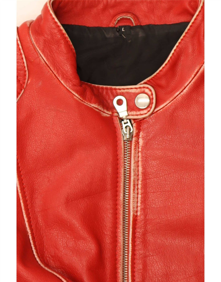 Gipsy Veste de course en cuir pour femme UK 14 Large Rouge Rayé