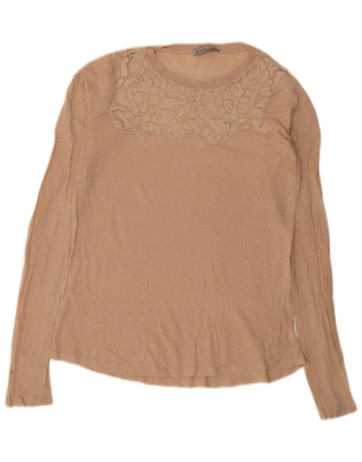 Zara Femme Top Manches Longues UK 10 Petit Beige