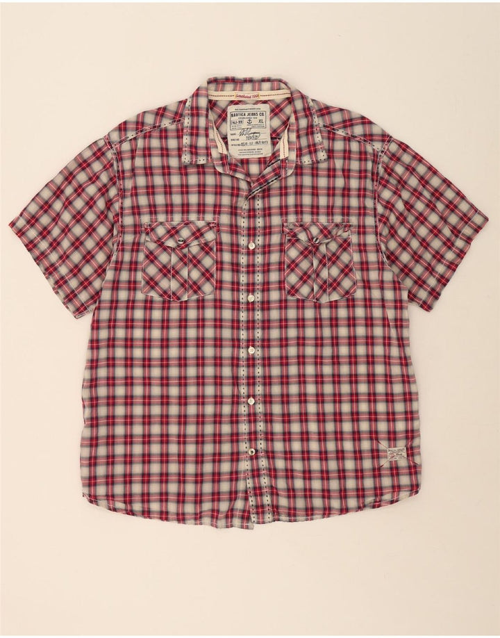 NAUTICA Mens Short Sleeve Shirt XL Red Check Cotton Vintage Nautica and Second-Hand Nautica from Messina Hembry 