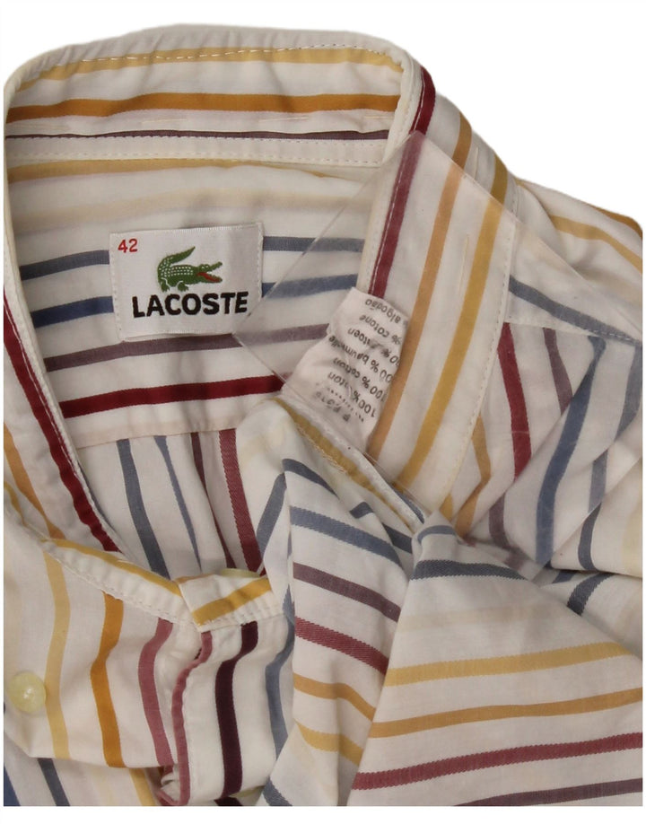 LACOSTE Chemise Homme Taille 42 Grand Coton Rayé Multicolore