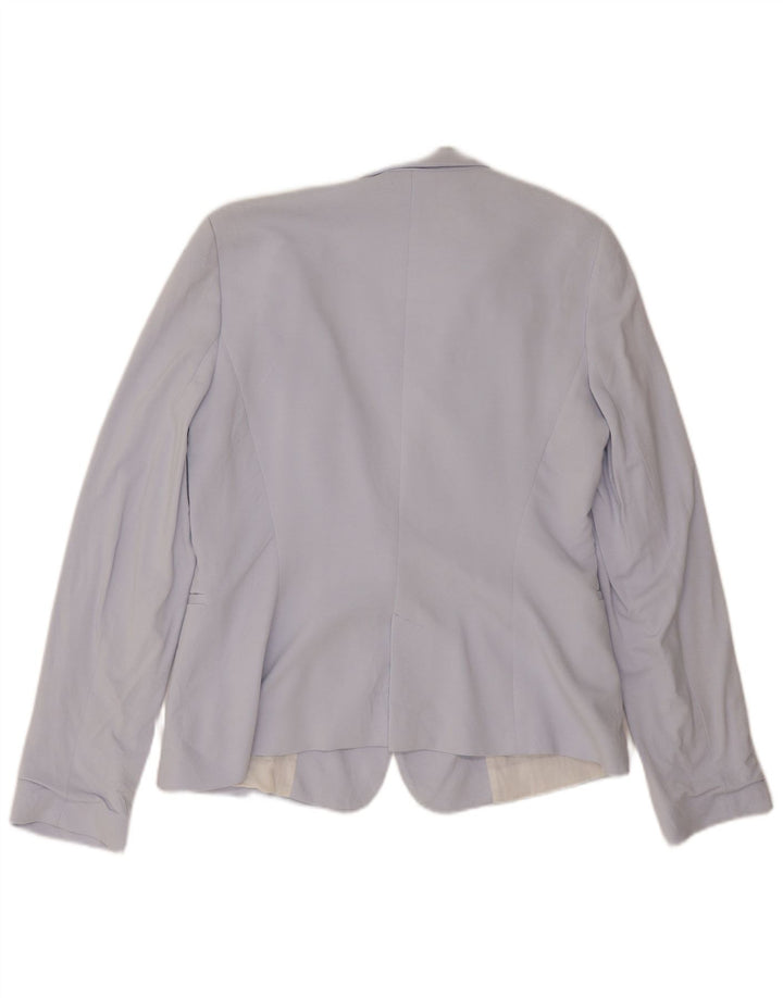 Zara Veste Blazer 1 Bouton Femme UK 14 Large Bleu Viscose