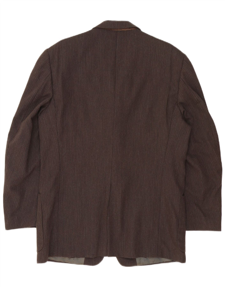 Trussardi Veste Blazer 3 Boutons IT 50 Large Marron En Acétate À Fines Rayures Homme