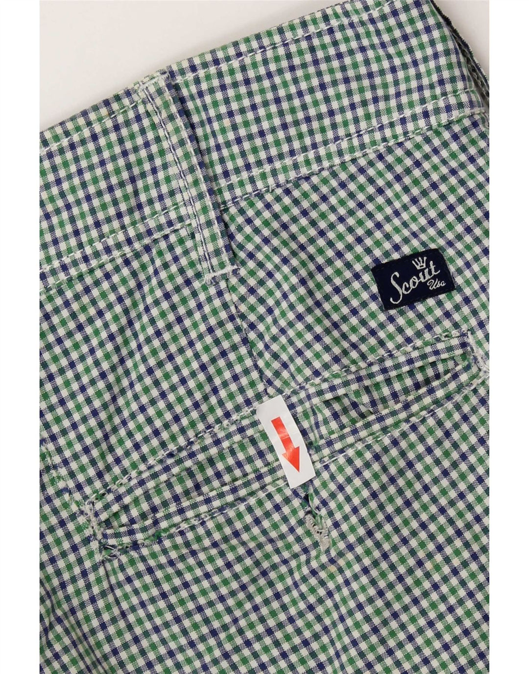 Scout Short Chino Homme Large W34 Coton à Carreaux Vert