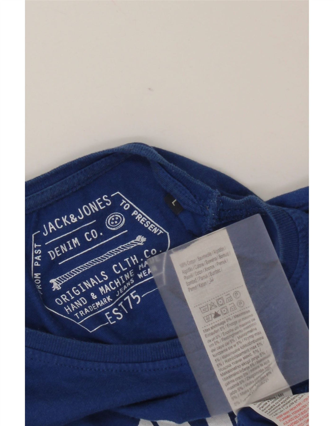 Jack & Jones Haut graphique à manches longues pour hommes en coton bleu moyen