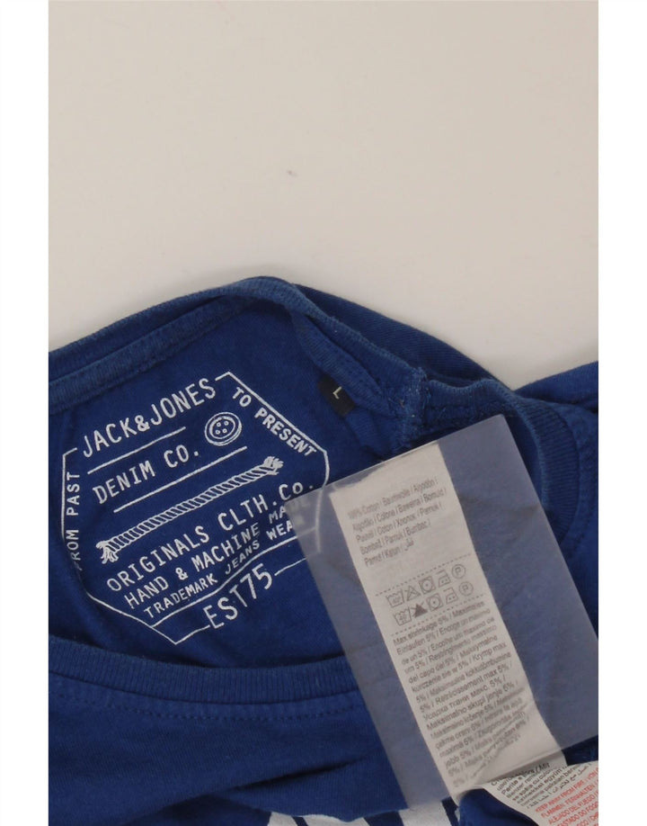 Jack & Jones Haut graphique à manches longues pour hommes en coton bleu moyen