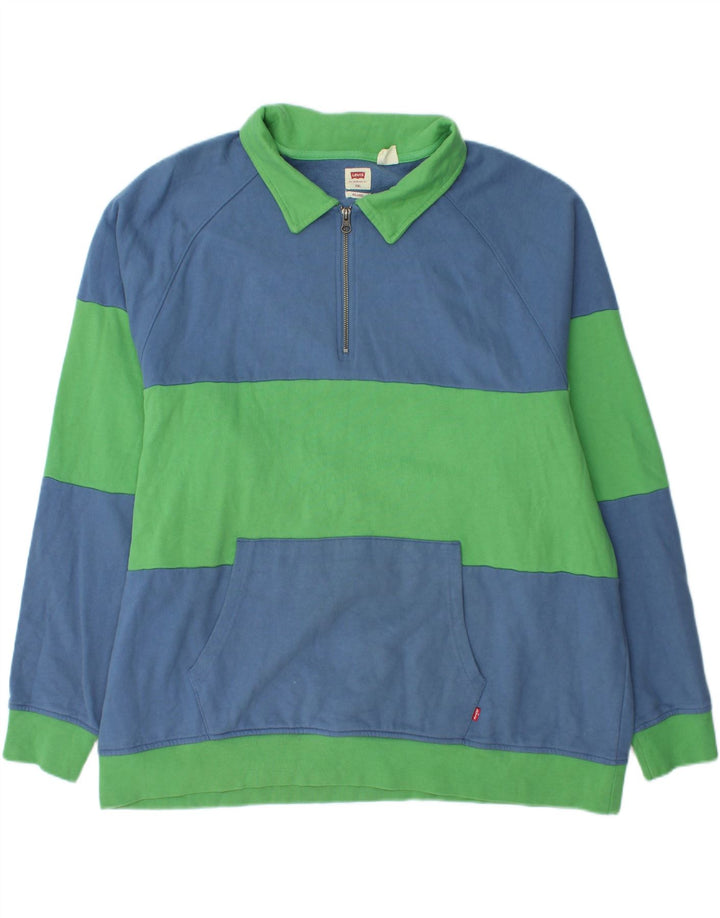 LEVI'S Sweat-shirt décontracté à col polo pour homme 2XL Bleu Colorblock