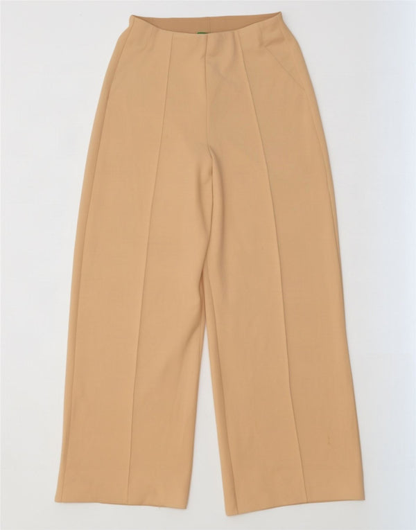 Benetton Pantalon décontracté à jambe large pour femme Petit W26 L30 Beige Polyester