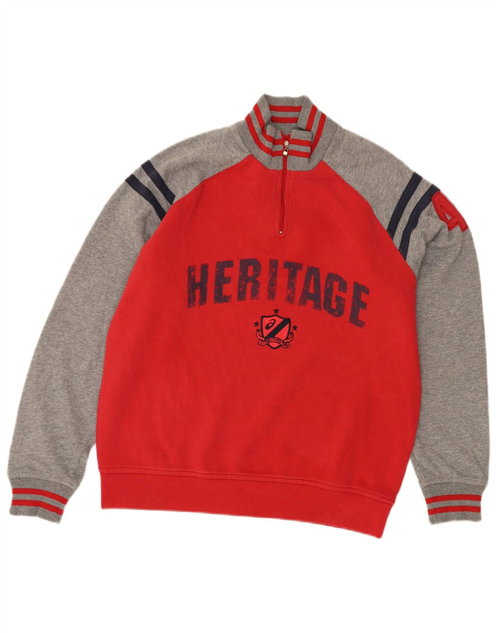 ASICS Mens Heritage Graphic Sweatshirt Jumper Medium Red Colourblock