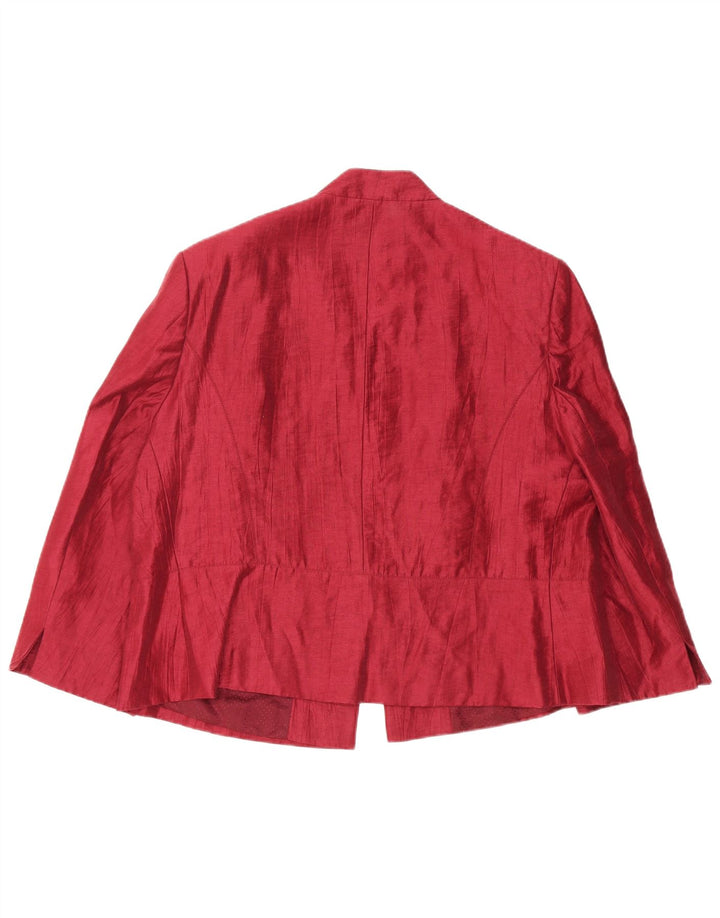 CC Veste blazer 1 bouton pour femme UK 20 2XL Lin bordeaux