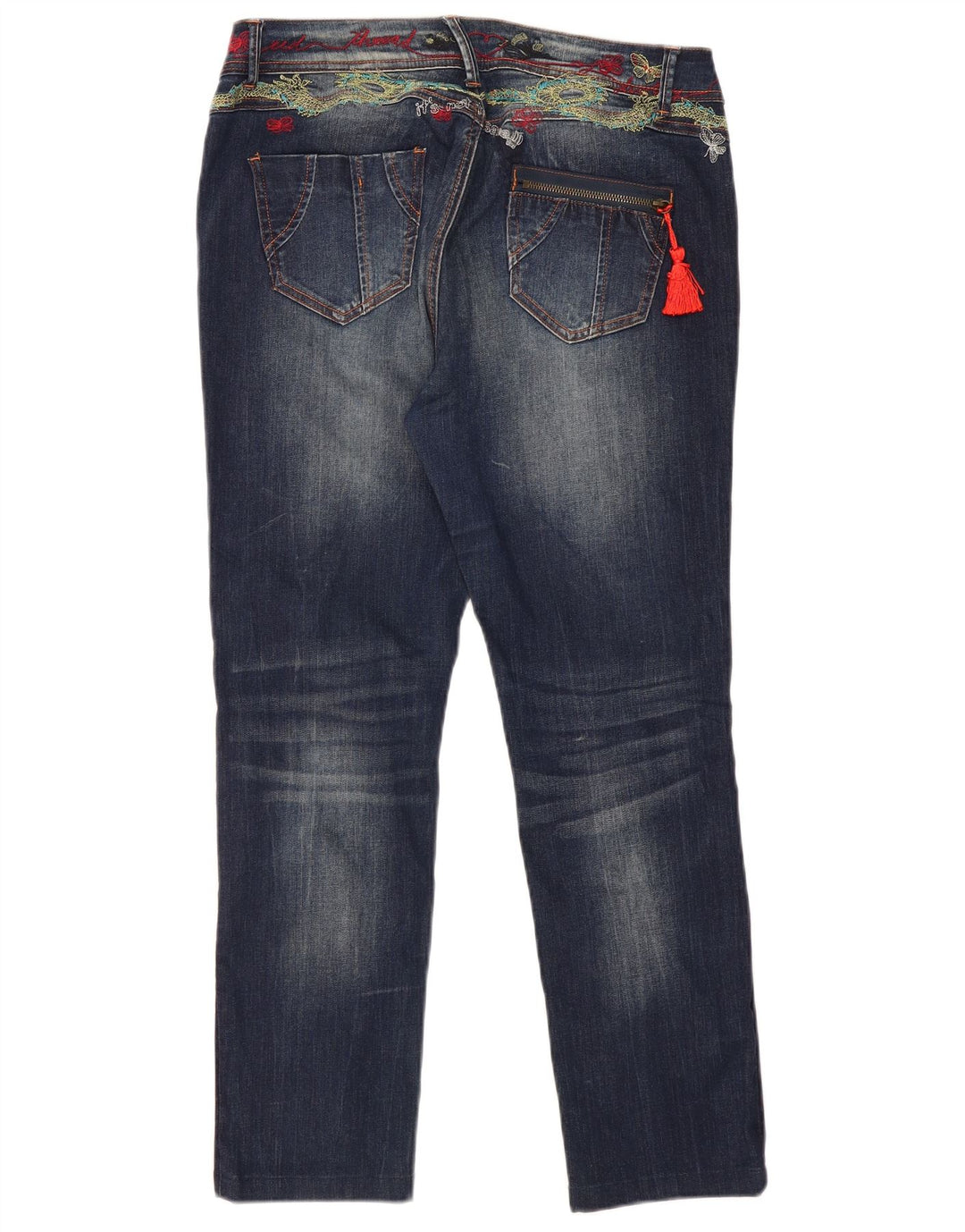 Desigual Jean Slim Graphique W34 L29 Bleu Marine Polyester Femme