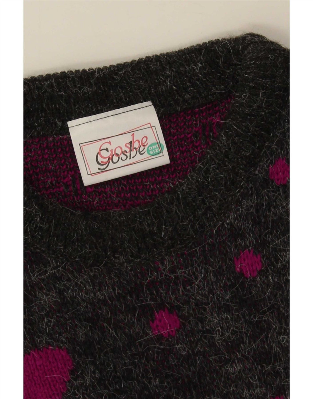 vintage Femmes Longline Boat Neck Jumper Pull Taille Unique Gris Taché