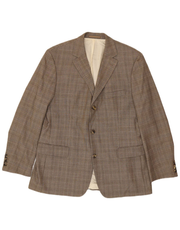 Hugo Boss Veste blazer à 3 boutons pour homme EU 56 3XL Marron à carreaux en laine vierge