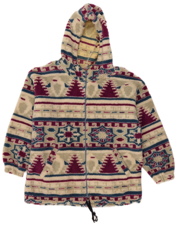 Veste polaire à capuche femme vintage UK 18 XL multicolore Fair Isle