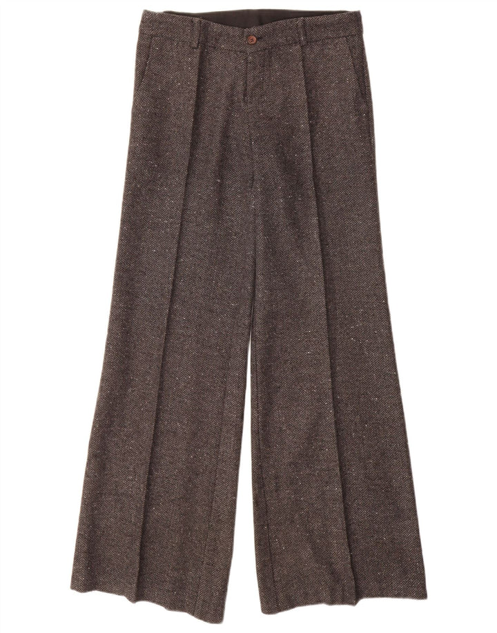 VINTAGE Pantalon décontracté femme IT 40 Small W28 L32 Gris Chevrons