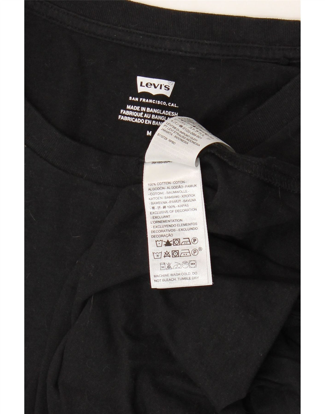 LEVI'S T-Shirt Femme UK 12 Noir Moyen Coton
