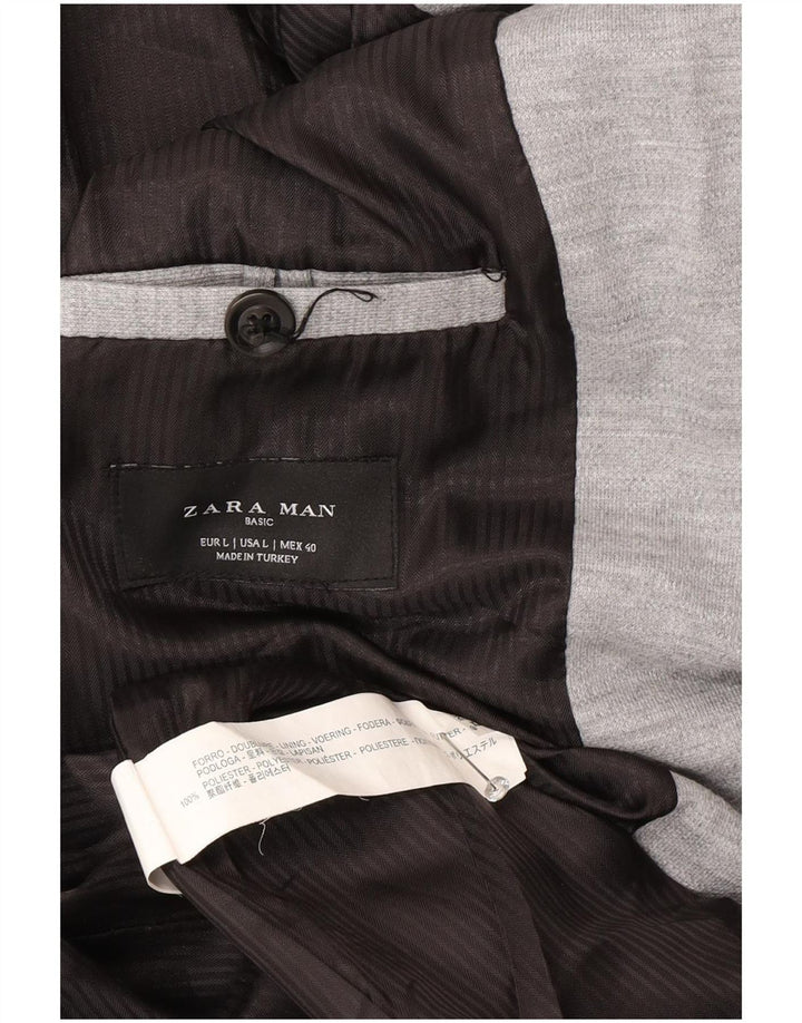 Zara Veste blazer à 2 boutons pour homme UK 40 Large Gris