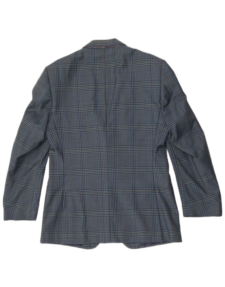 vintage Mens 2 Bouton Blazer Veste IT 50 Grande laine à carreaux bleus