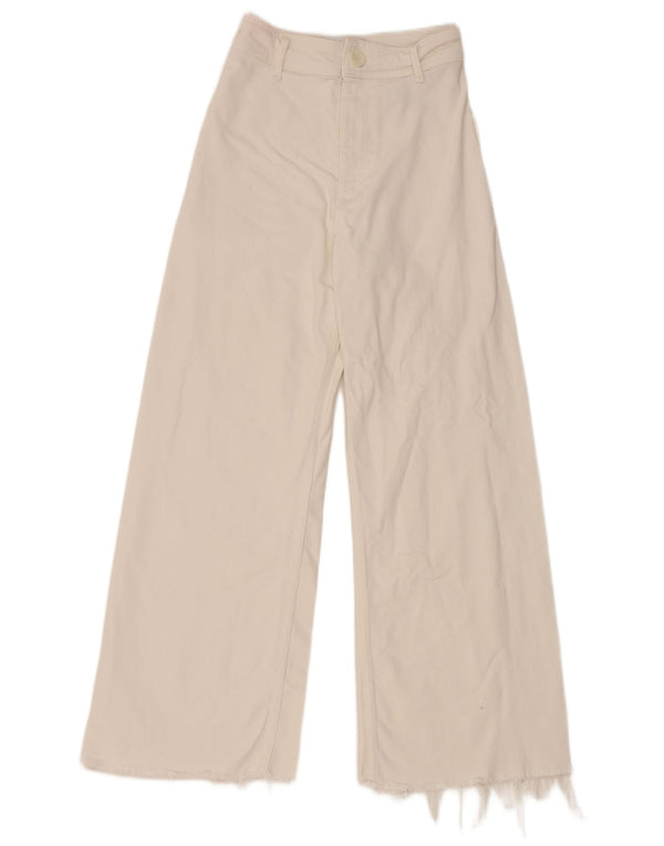 Zara Jean droit jambe large pour femme EU 34 2XS W24 L27 coton blanc