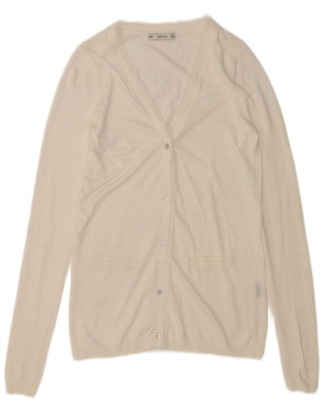 Zara Cardigan Femme Pull UK 10 Petit Blanc