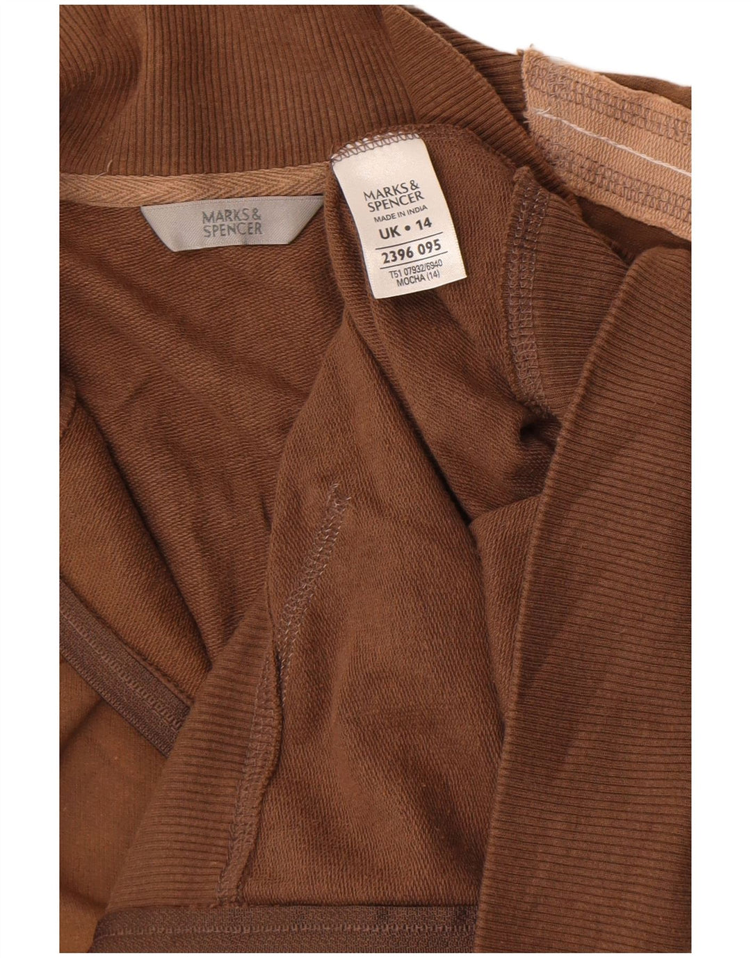 Marks & Spencer Veste de survêtement pour femme UK 14 Large Marron Colourblock