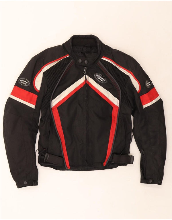 vintage Mens Racer Jacket UK 36 Petit Colorblock Noir