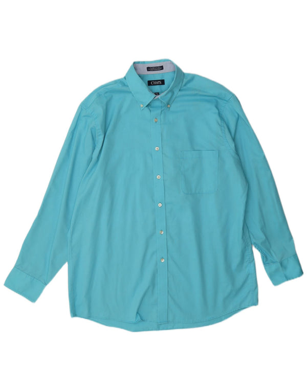 Chaps Chemise coupe classique pour homme Taille 16 1/2 Grand coton bleu