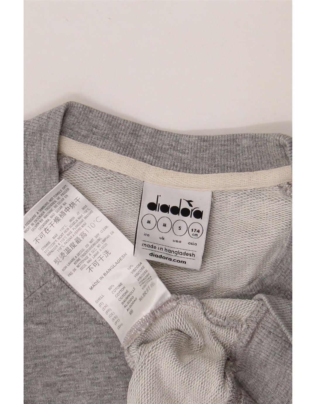 DIADORA Pull Sweat Graphique Homme Gris Moyen Coton