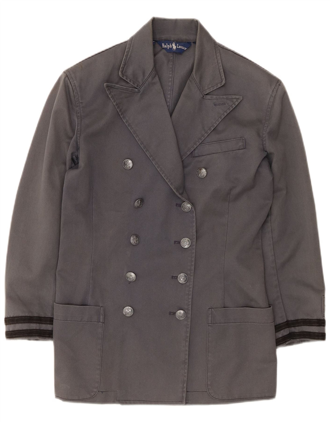 Ralph Lauren Manteau à double boutonnage pour femme US 4 Petit coton gris