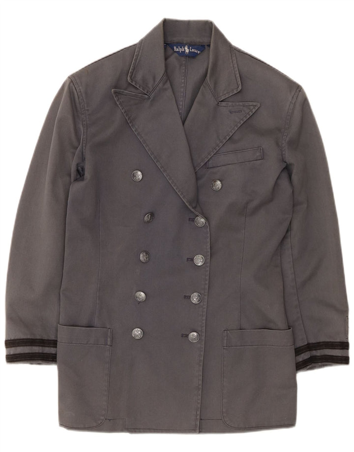 Ralph Lauren Manteau à double boutonnage pour femme US 4 Petit coton gris