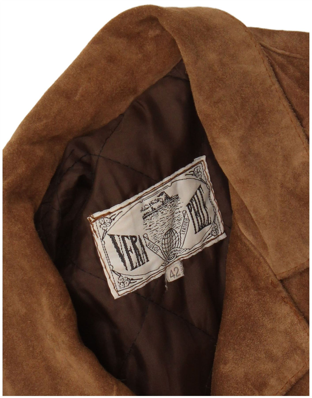 Veste en daim femme vintage IT 42 Cuir marron moyen