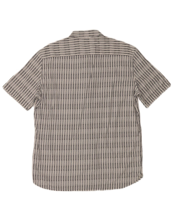 French Connection Chemise à Manches Courtes Homme Large Blanc Rayé Viscose