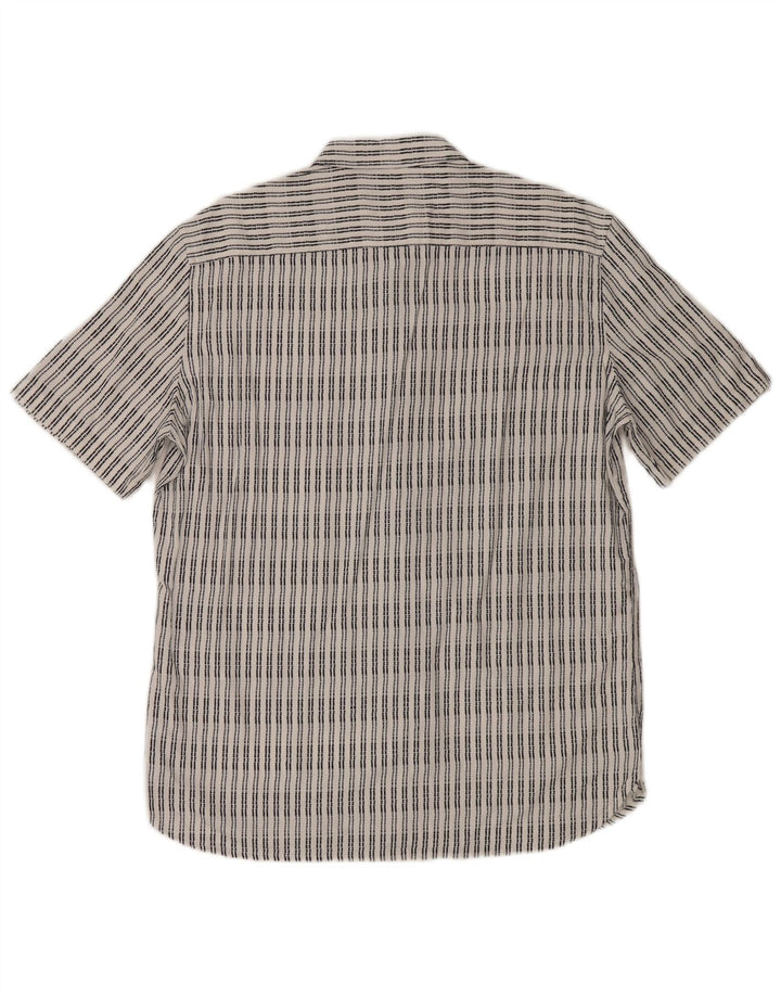 French Connection Chemise à Manches Courtes Homme Large Blanc Rayé Viscose