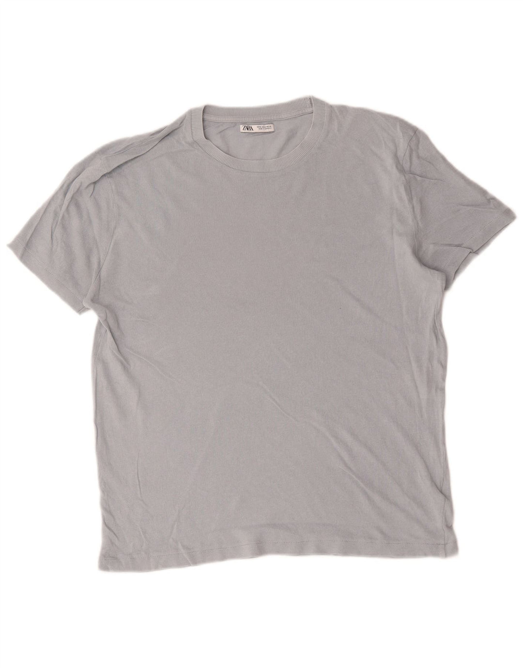 Zara Homme T-Shirt Top Gris Moyen Coton