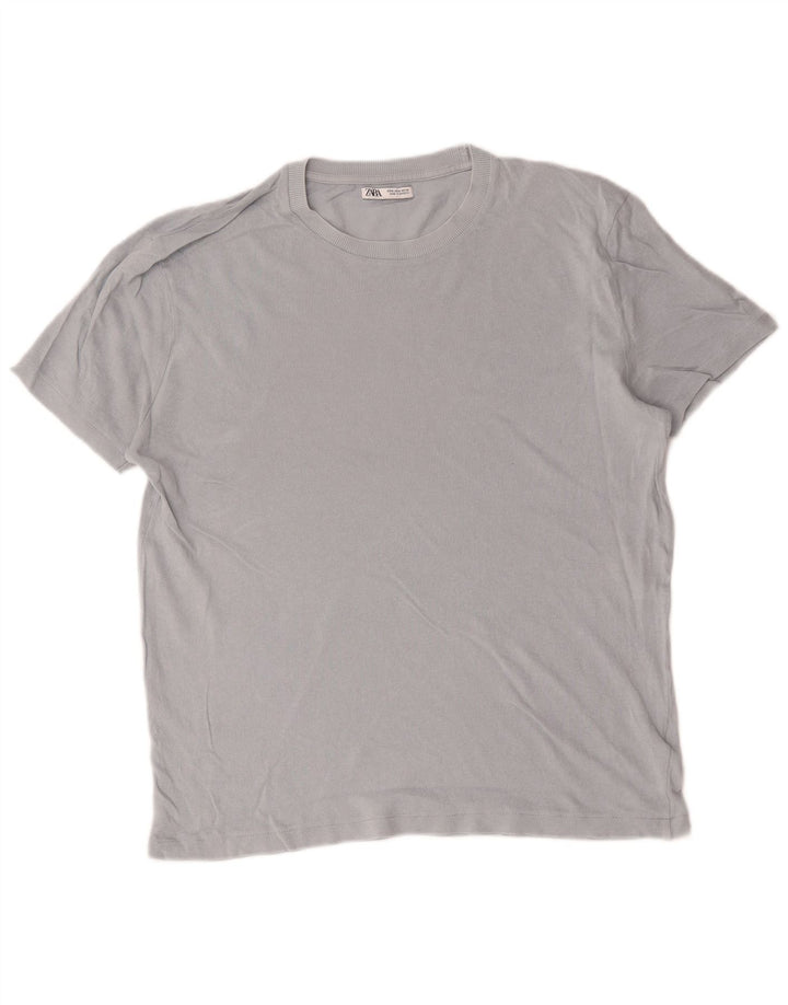 Zara Homme T-Shirt Top Gris Moyen Coton