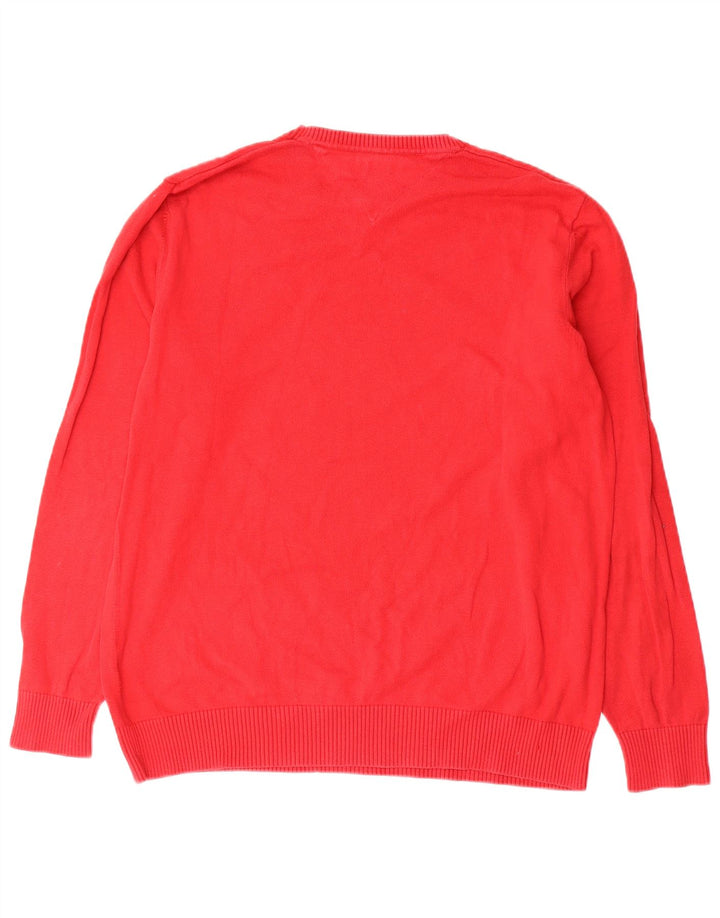 Tommy Hilfiger Pull Col V Homme Rouge Moyen Coton