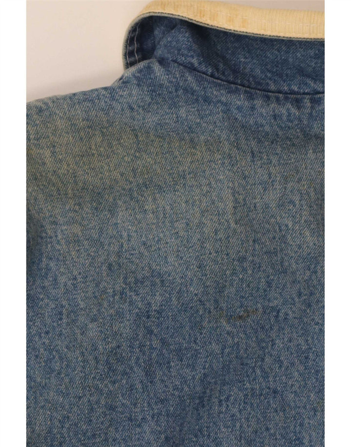 Outsider Veste en jean Sherpa pour homme UK 40 Large Bleu Coton