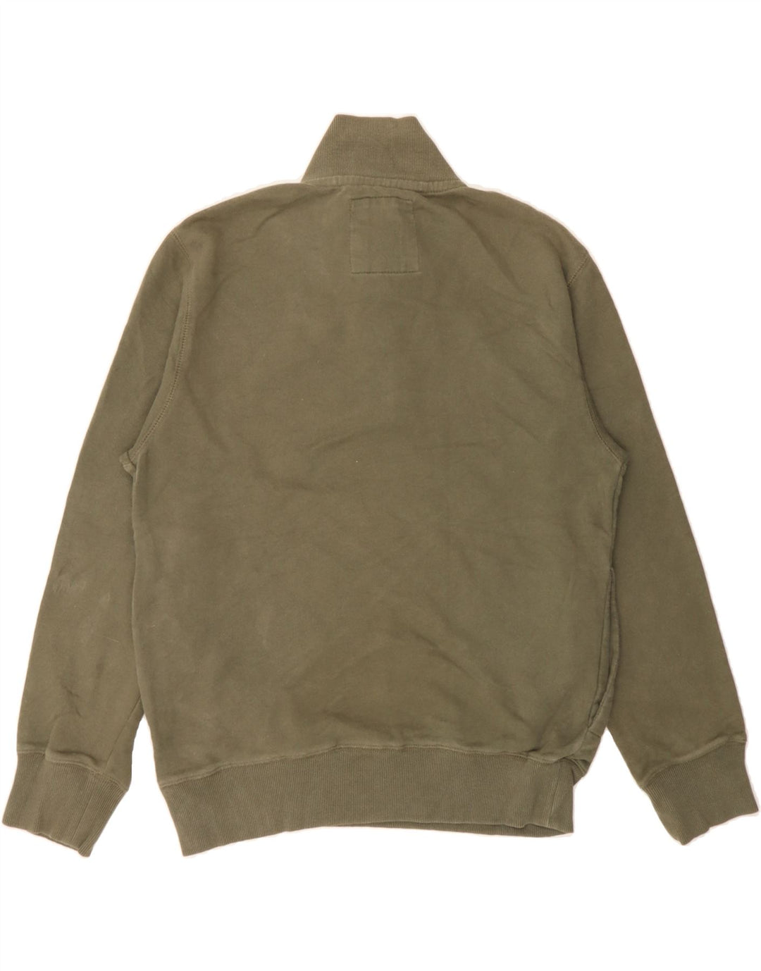 IZOD Mens Button Neck Sweatshirt Jumper Small Khaki Cotton Vintage Izod and Second-Hand Izod from Messina Hembry 