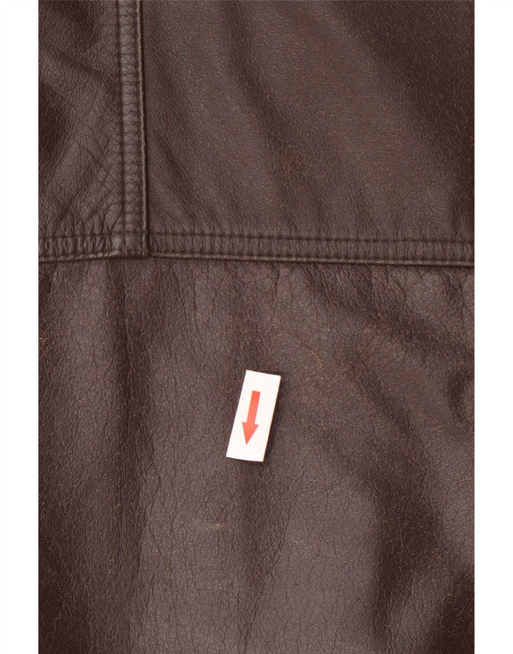 Itallo Gilet utilitaire en cuir pour homme IT 60 4XL Marron