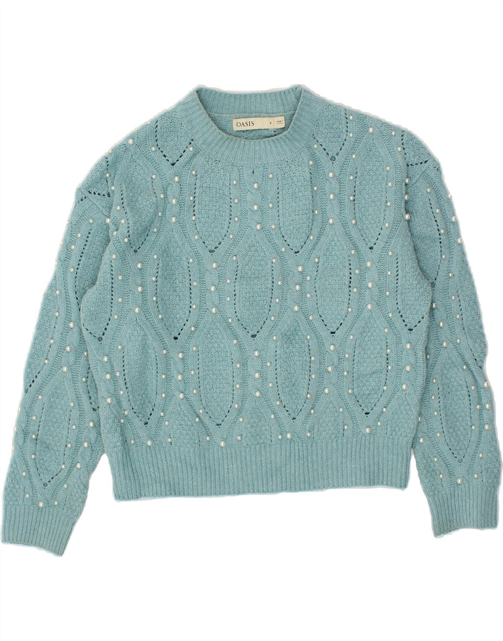 OASIS Womens Crew Neck Jumper Sweater UK 10 Small Blue Polyester Vintage Oasis and Second-Hand Oasis from Messina Hembry 