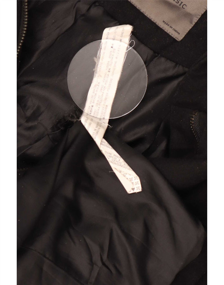 Zara Manteau coupe-vent à capuche pour femme UK 18 XL Noir Polyester