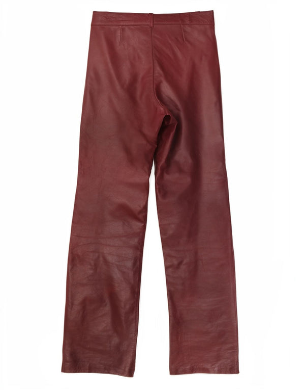 Pantalon droit en cuir femme vintage W26 L29 Bordeaux